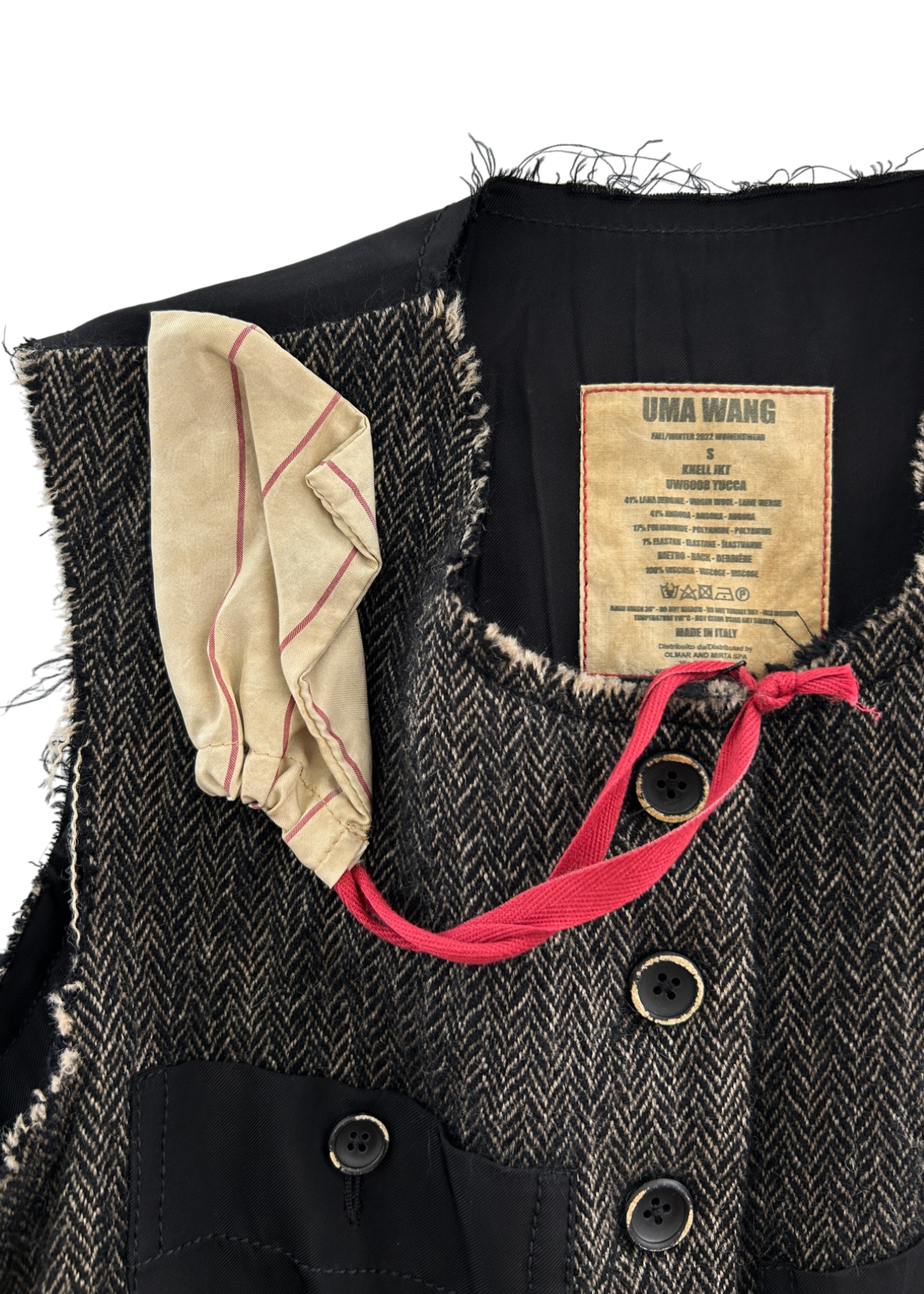 UMA WANG 2022 'Knell' Herringbone Tweed Waistcoat