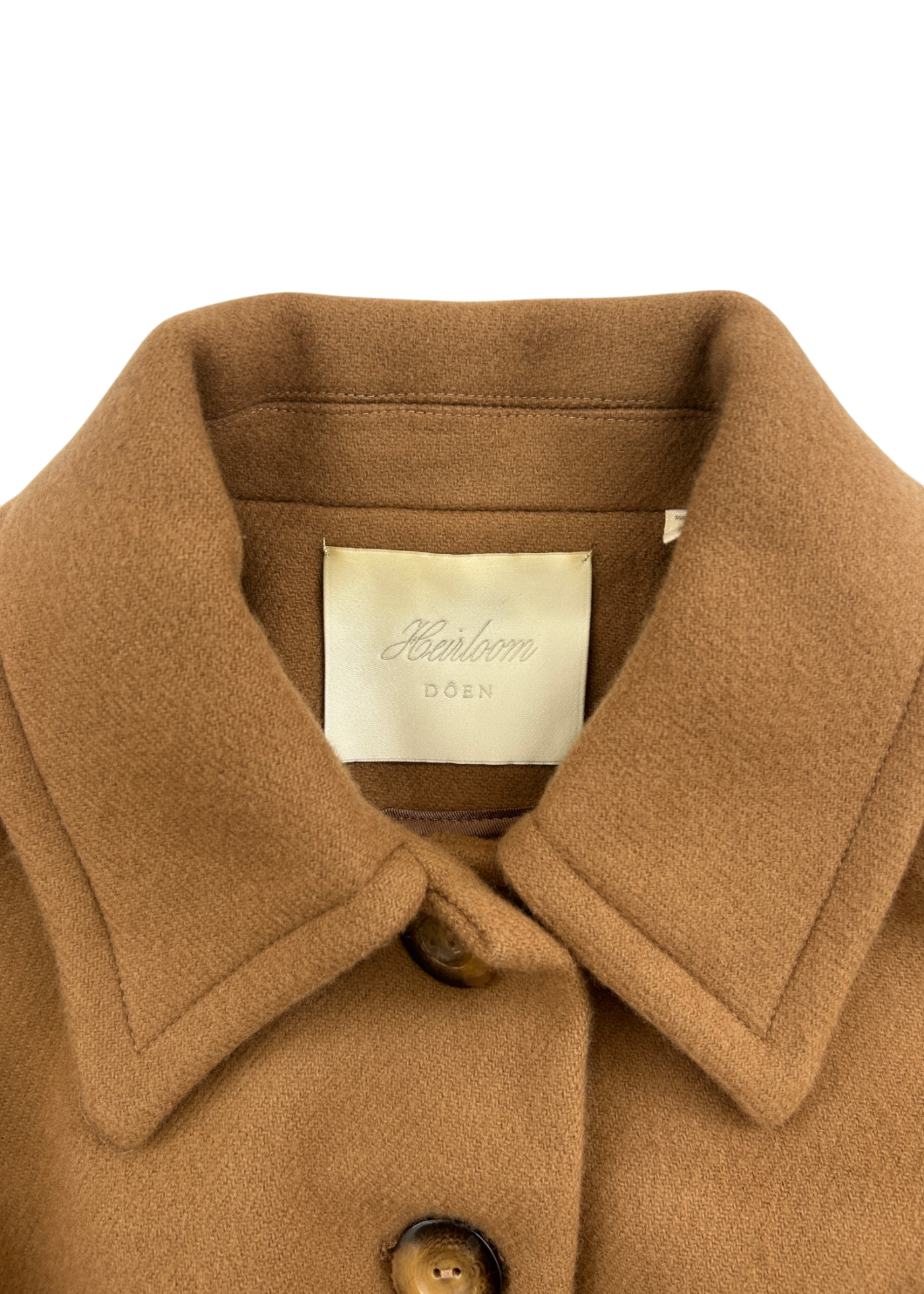 DOEN 'Northerner Duster' Camel Brown Wool Belted Coat W/ Puff Sleeves