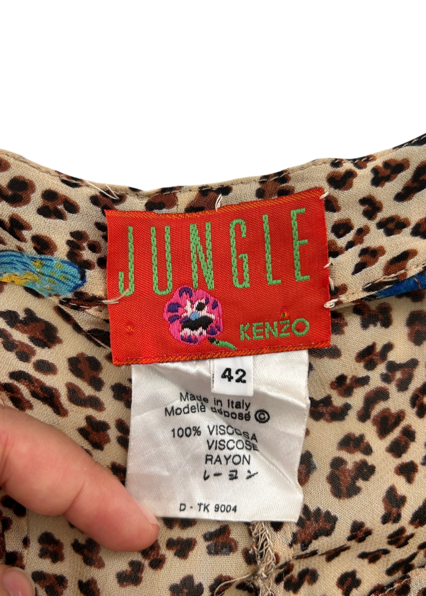 KENZO JUNGLE Vintage Sheer Leopard Butterfly Print Pants
