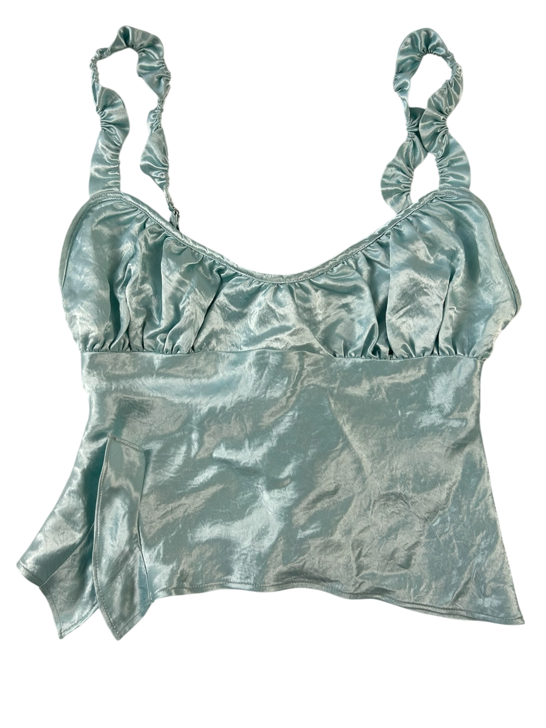 COLLINA STRADA Satin Ruffle Strap Milkmaid Top