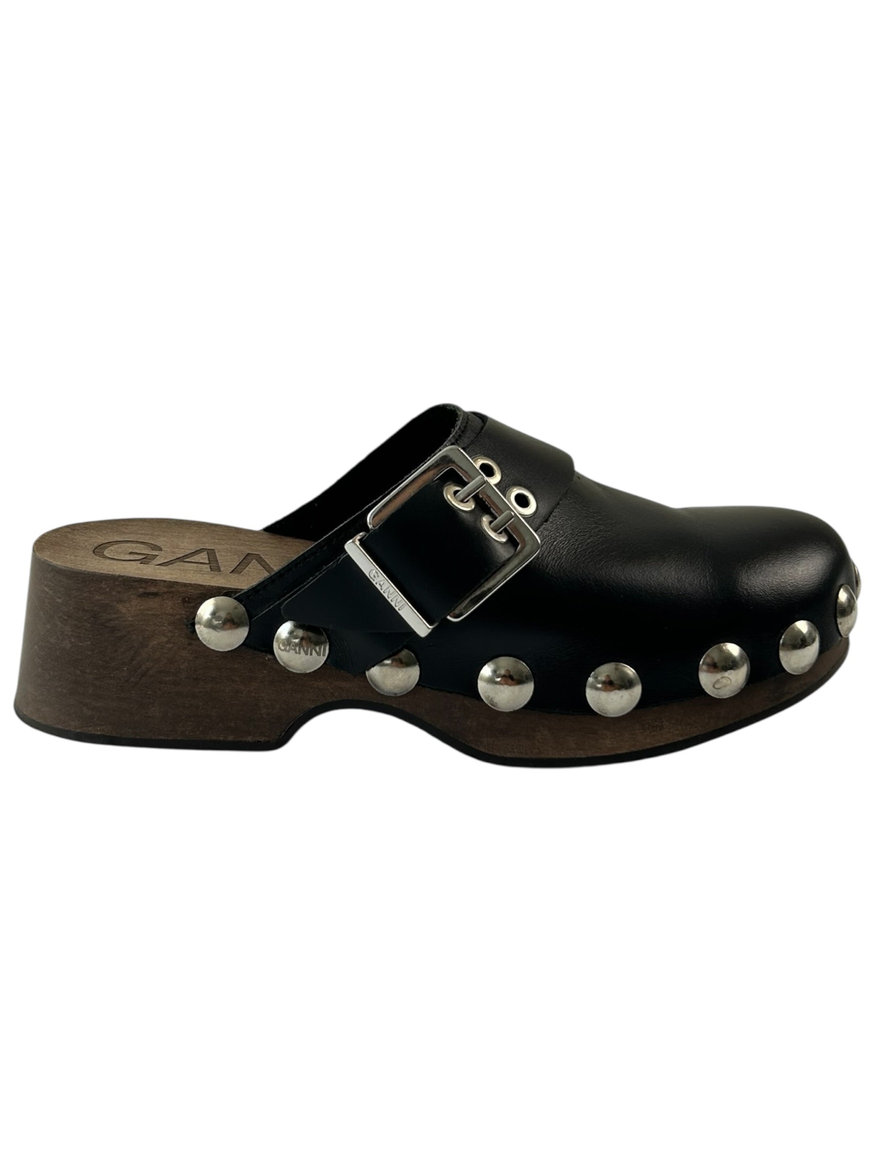 GANNI Leather Studded Clogs