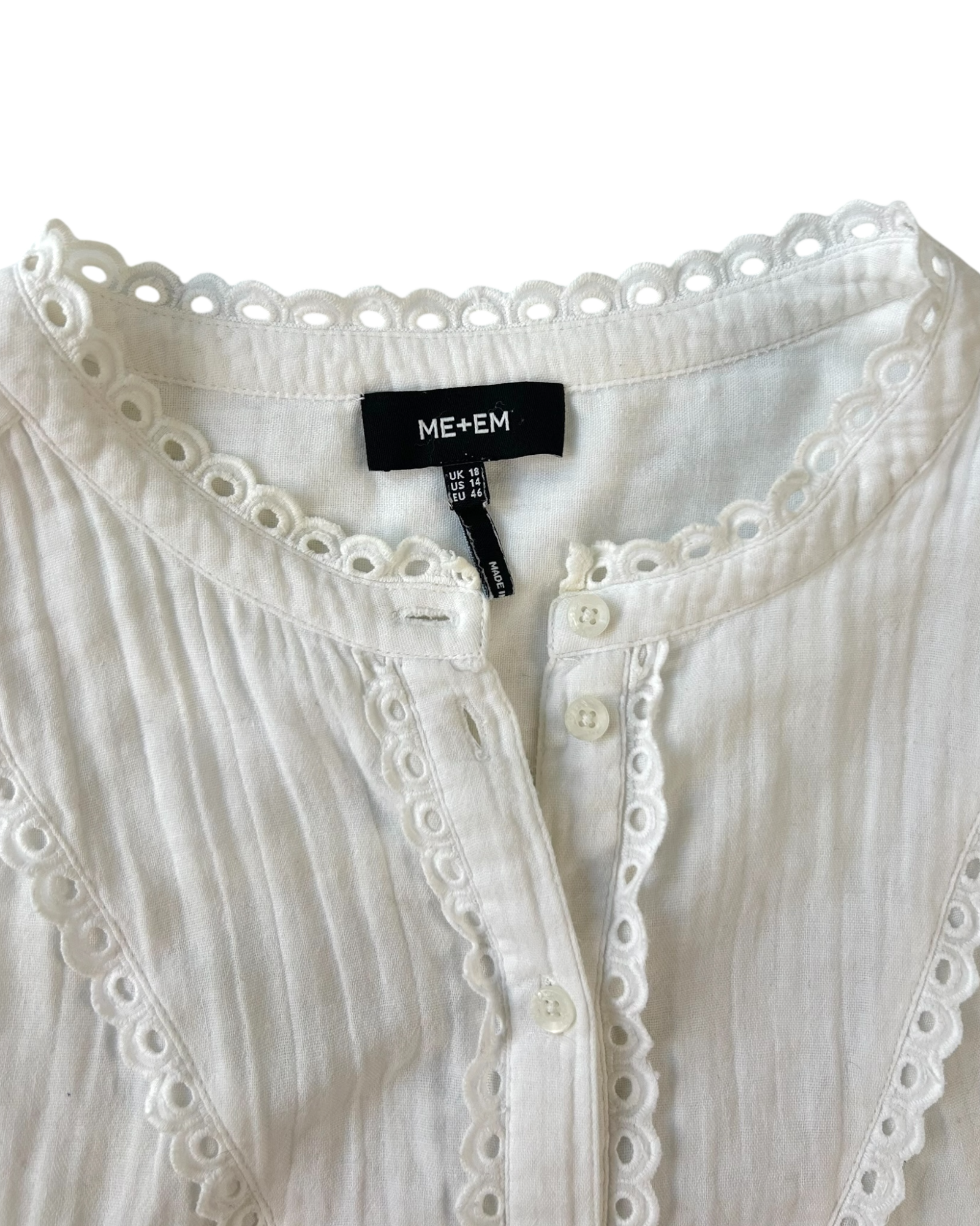 ME + EM (AS IS) Cotton Broderie Lace Long Sleeve Top