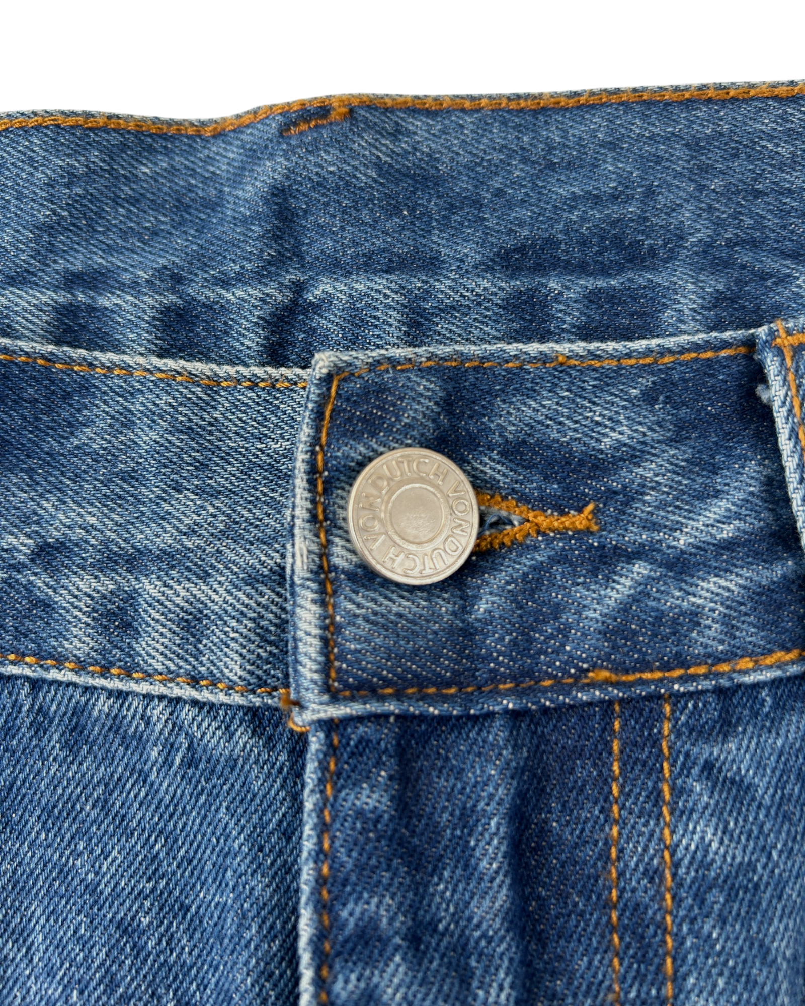 VON DUTCH Yellow Logo Patch Denim Mini Skirt