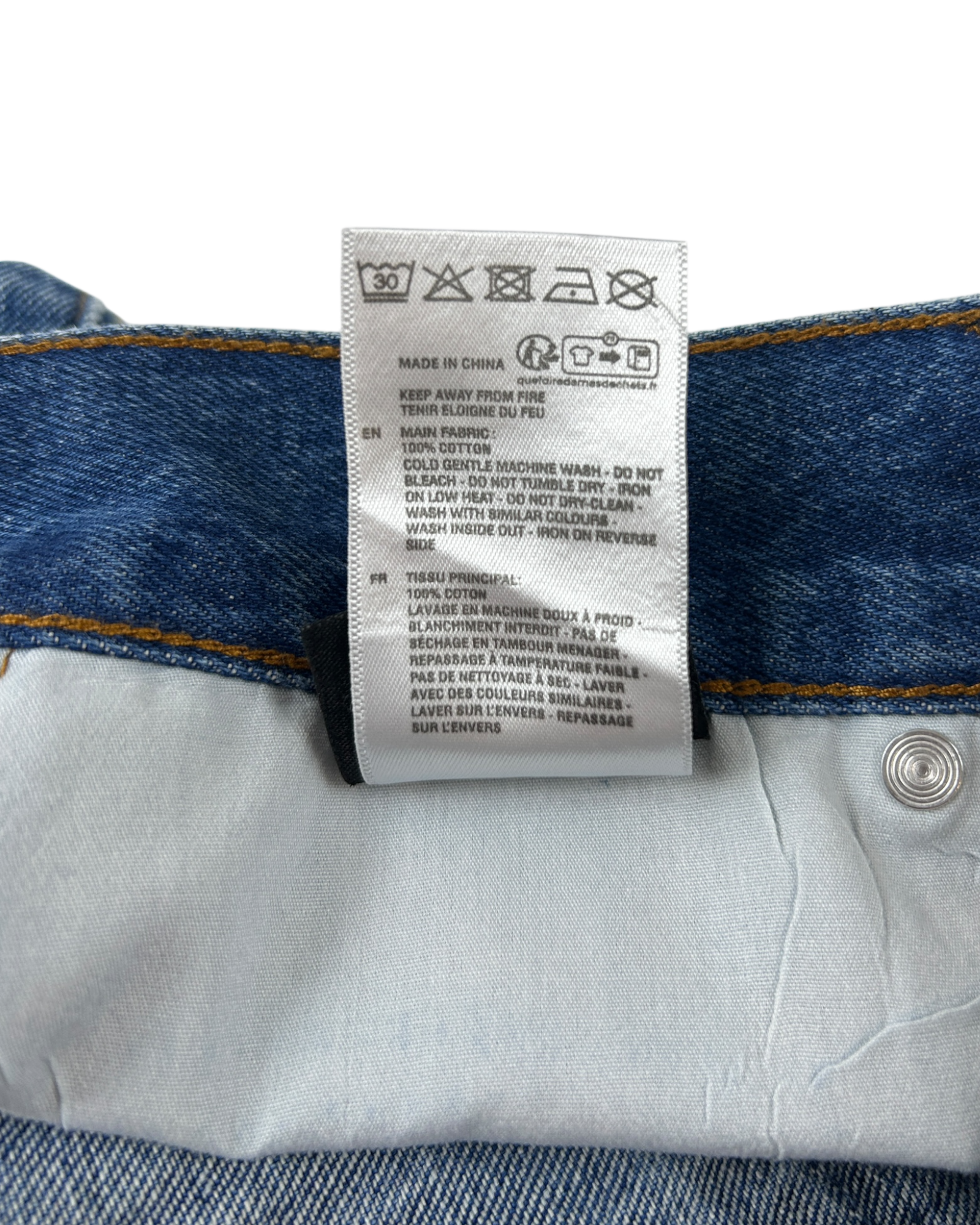 VON DUTCH Yellow Logo Patch Denim Mini Skirt