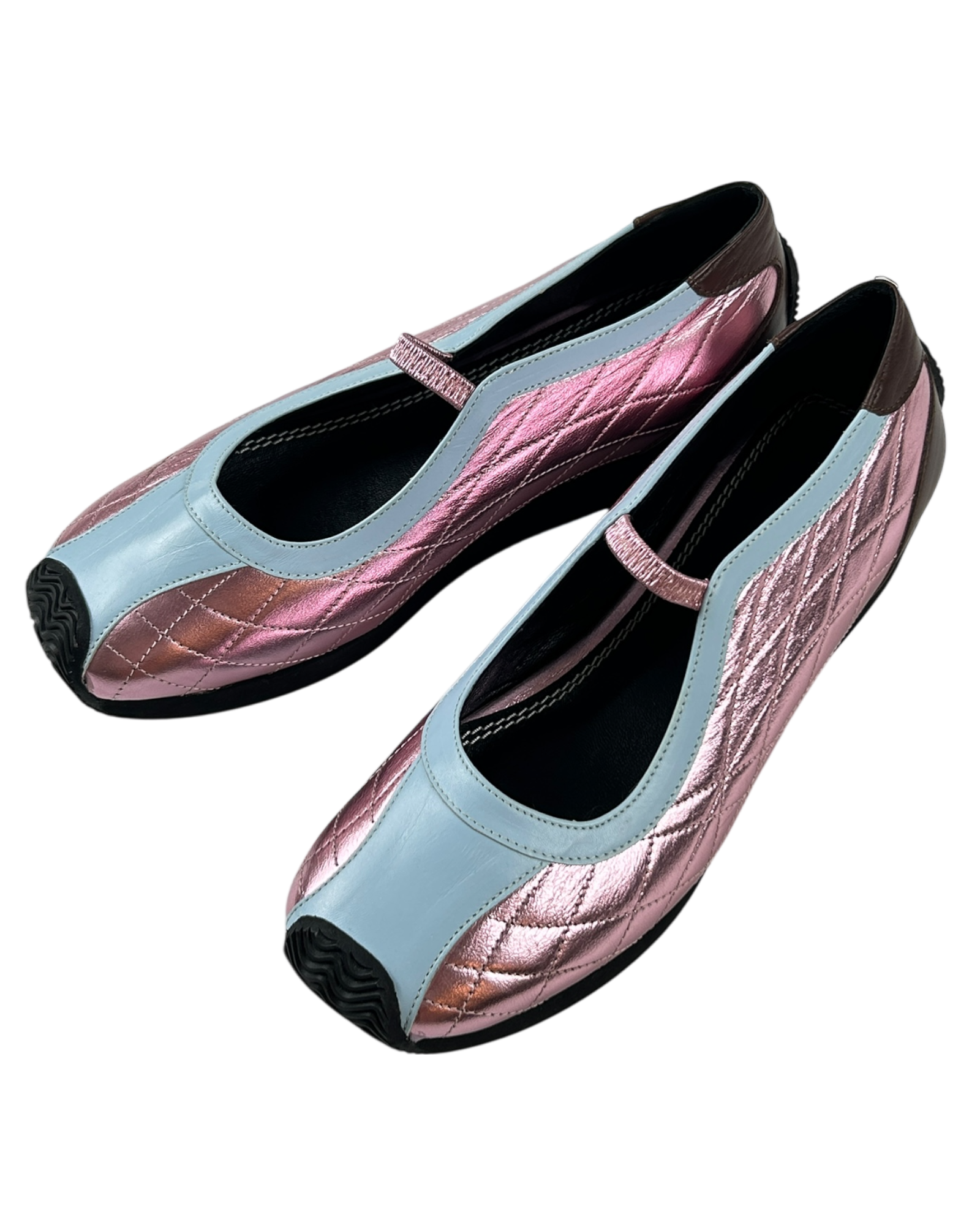 NICOLE SALDANA Metallic Sporty Tech Platform Mary Janes