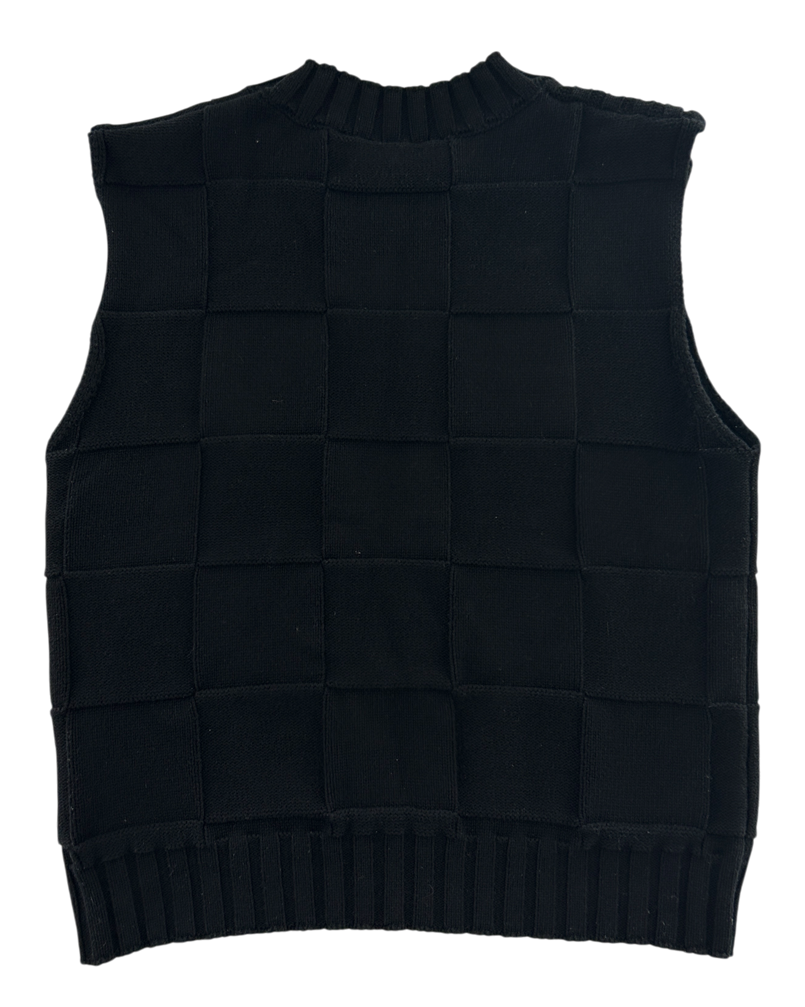 GANNI (AS IS) Logo Black Checkerboard Knit Vest
