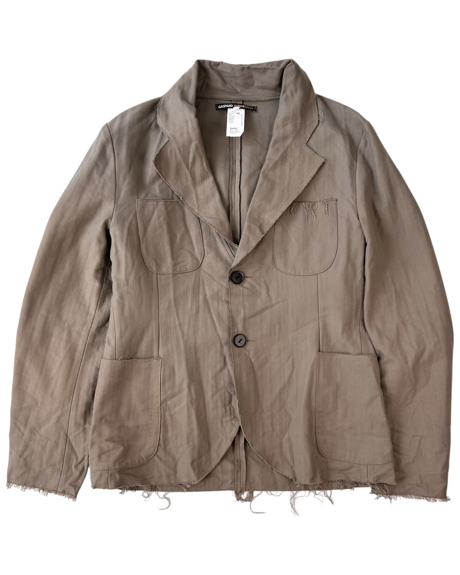 GASPARD YURKIEVICH Cotton Herringbone Raw Hem Chore Jacket