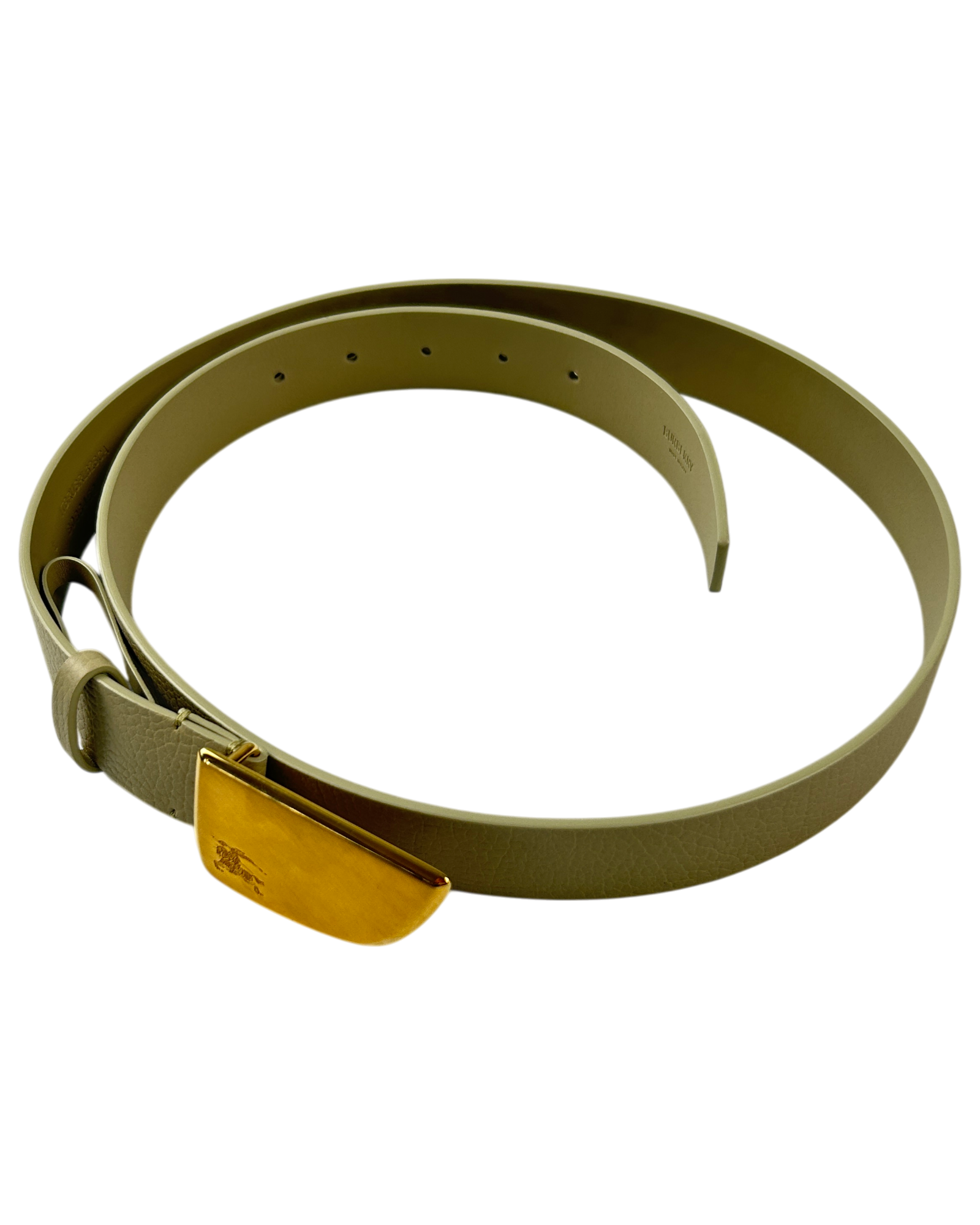 BURBERRY Beige/Gold Leather Buckle Belt