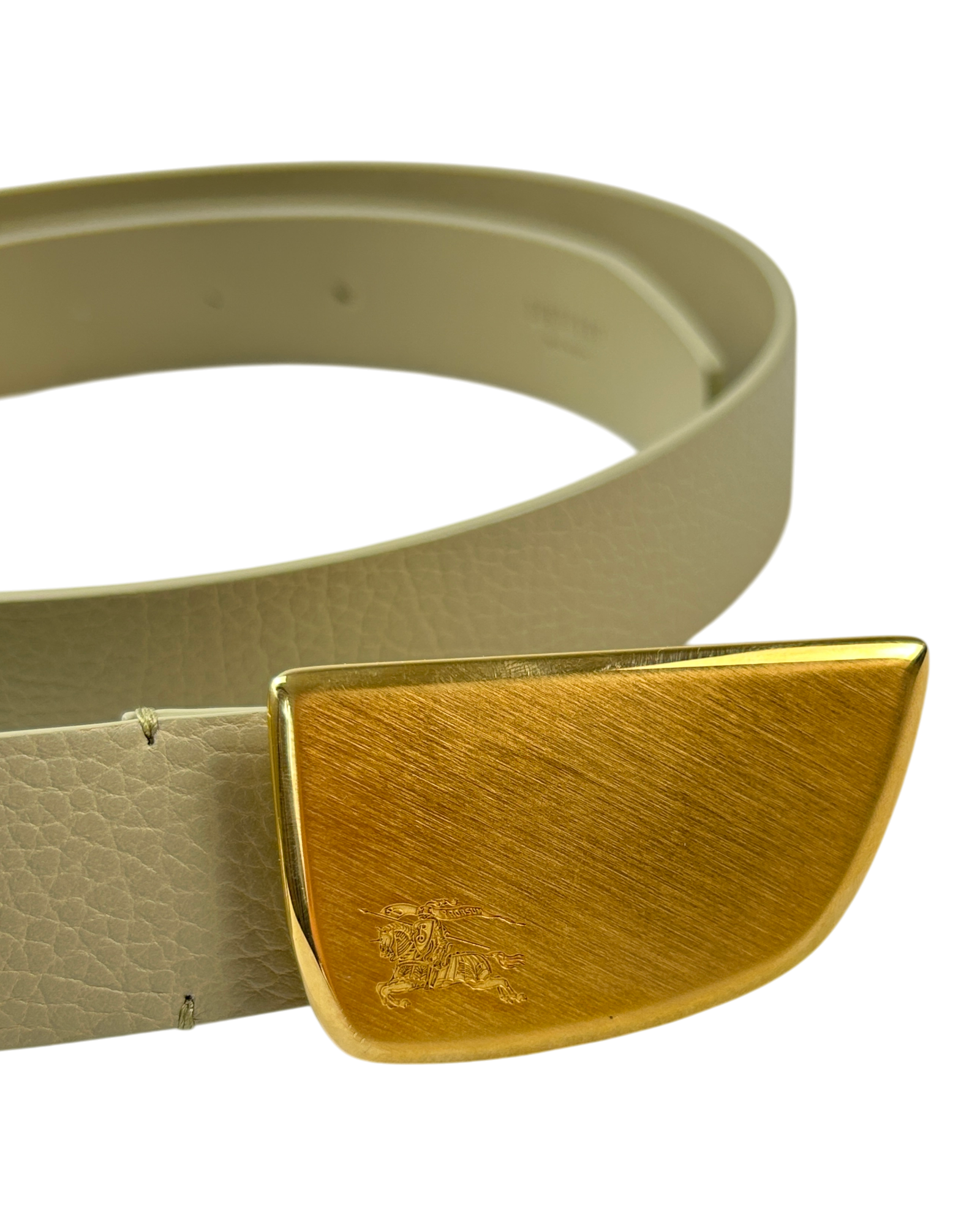 BURBERRY Beige/Gold Leather Buckle Belt
