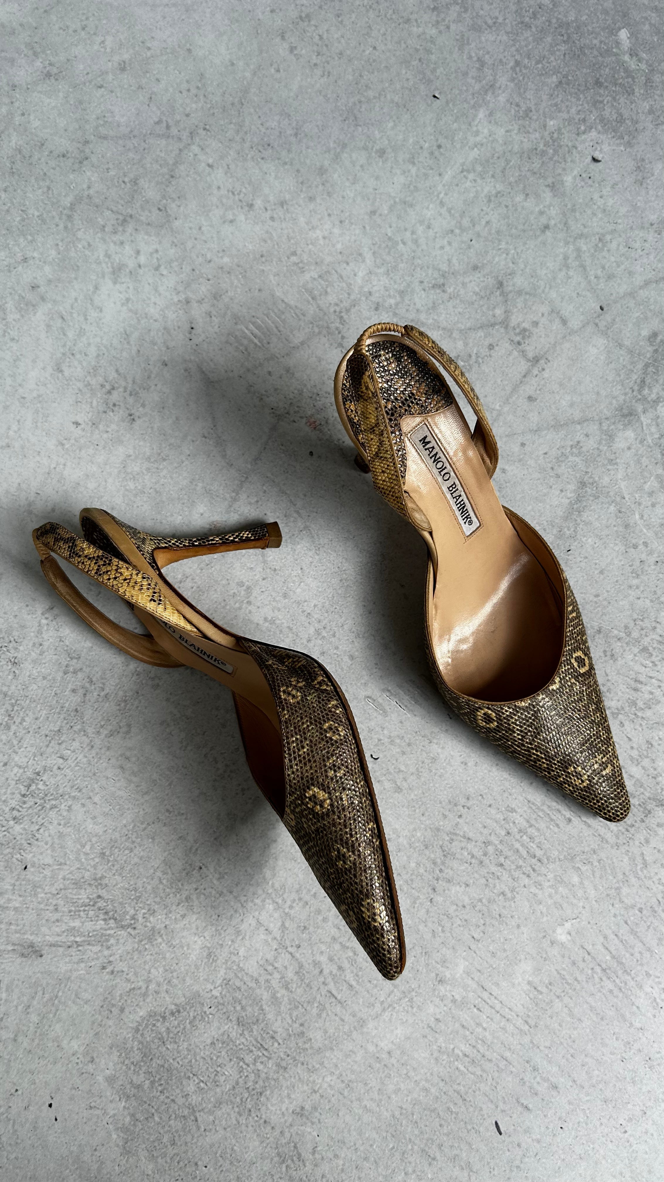 MANOLO BLAHNIK 'Carolyne' Lizard Slingback Heels