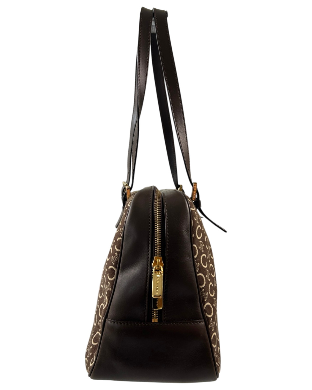 CELINE Vintage Brown 'Triomphe Macadam Boston' Bag