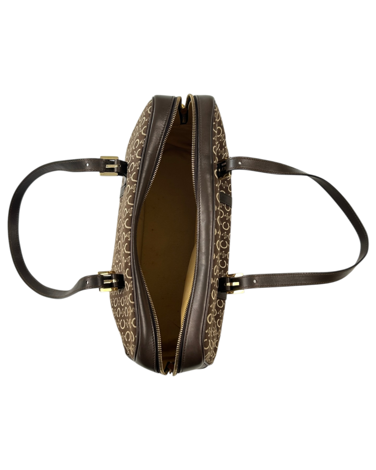 CELINE Vintage Brown 'Triomphe Macadam Boston' Bag