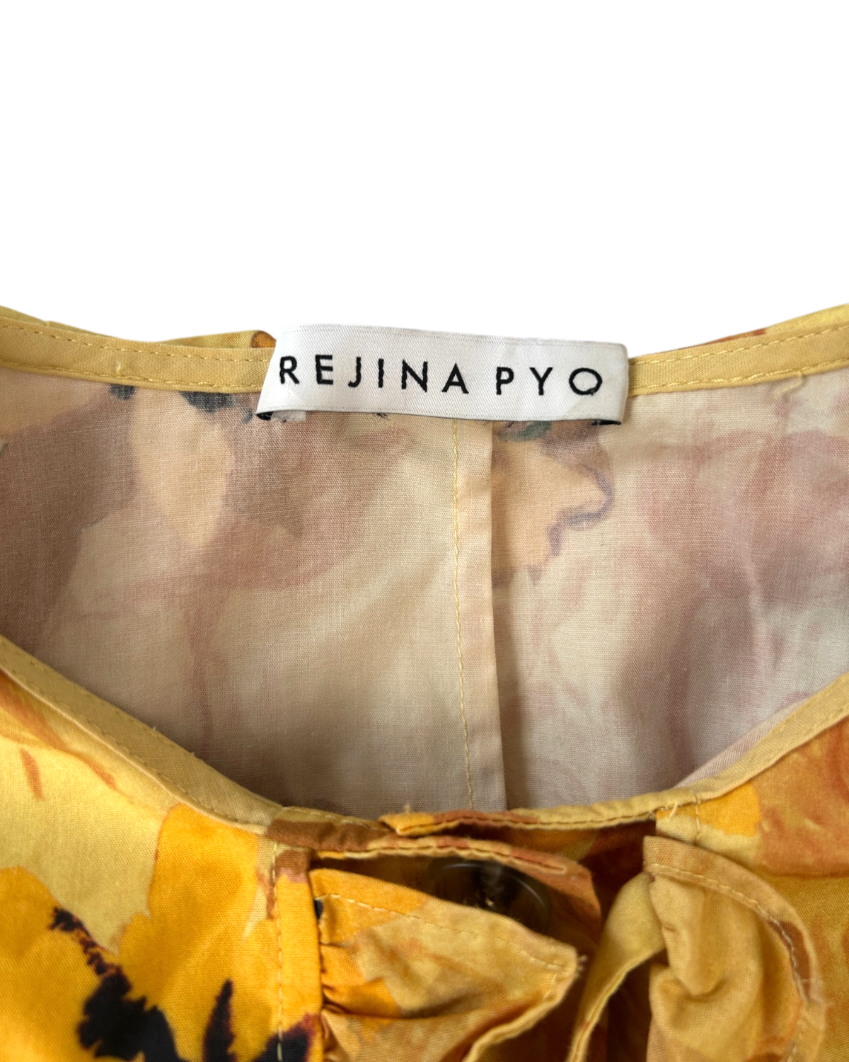 REJINA PYO Floral Cotton Oversized Collar Midi Dress