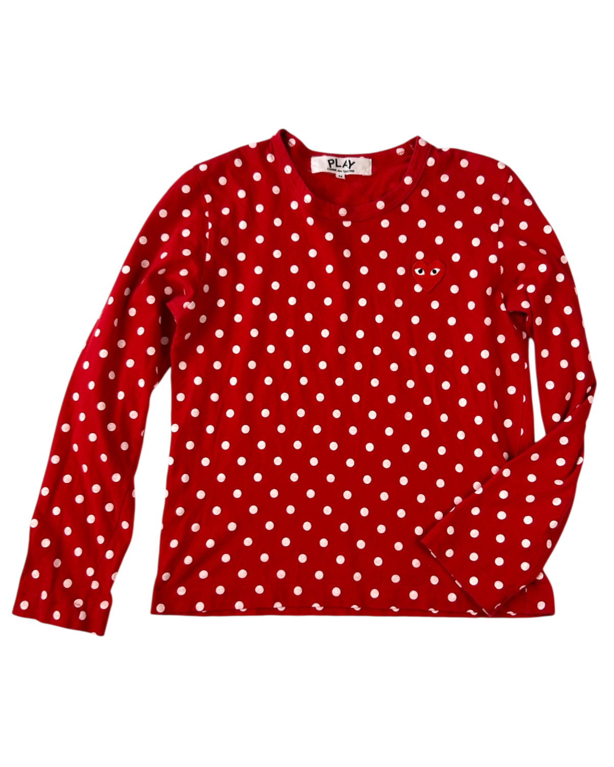 COMME DES GARCONS PLAY (AS IS) Polkadot Heart Logo Long Sleeve Tee