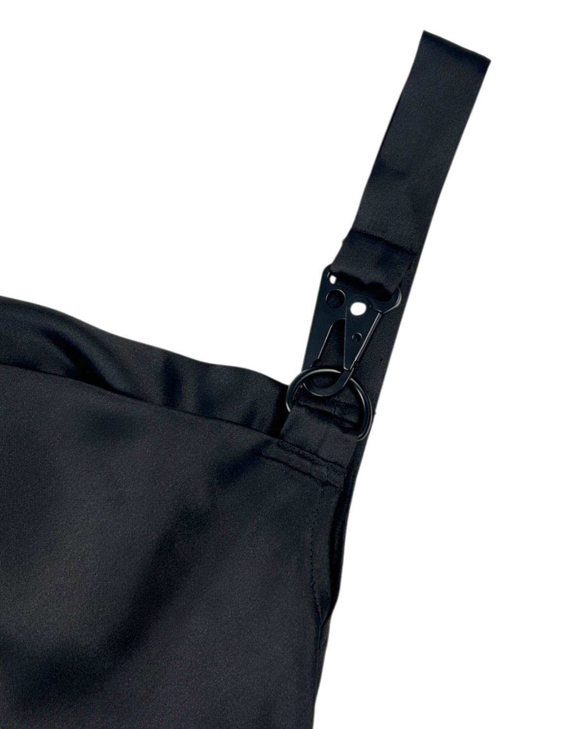 GUIZIO Satin Asymmetric Buckle Cowl Neck Mini Dress