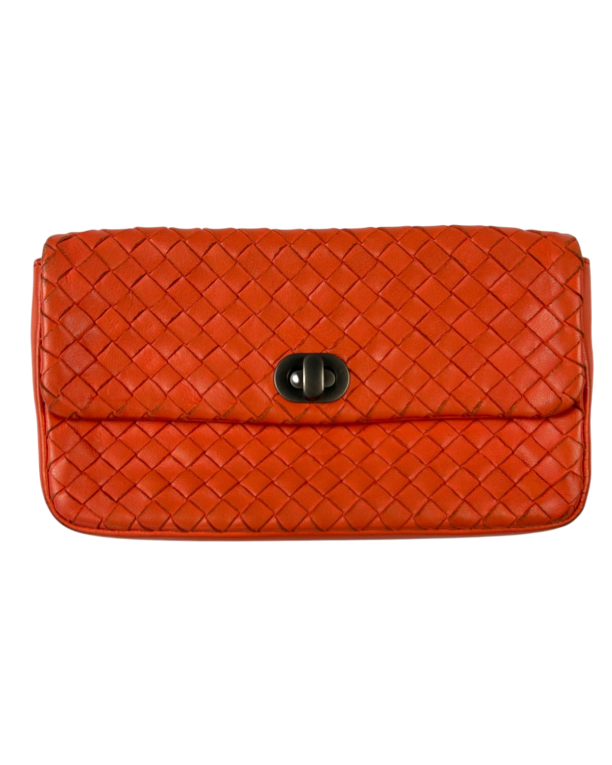BOTTEGA VENETA (AS IS) Coral Intrecciato Turn Lock Purse