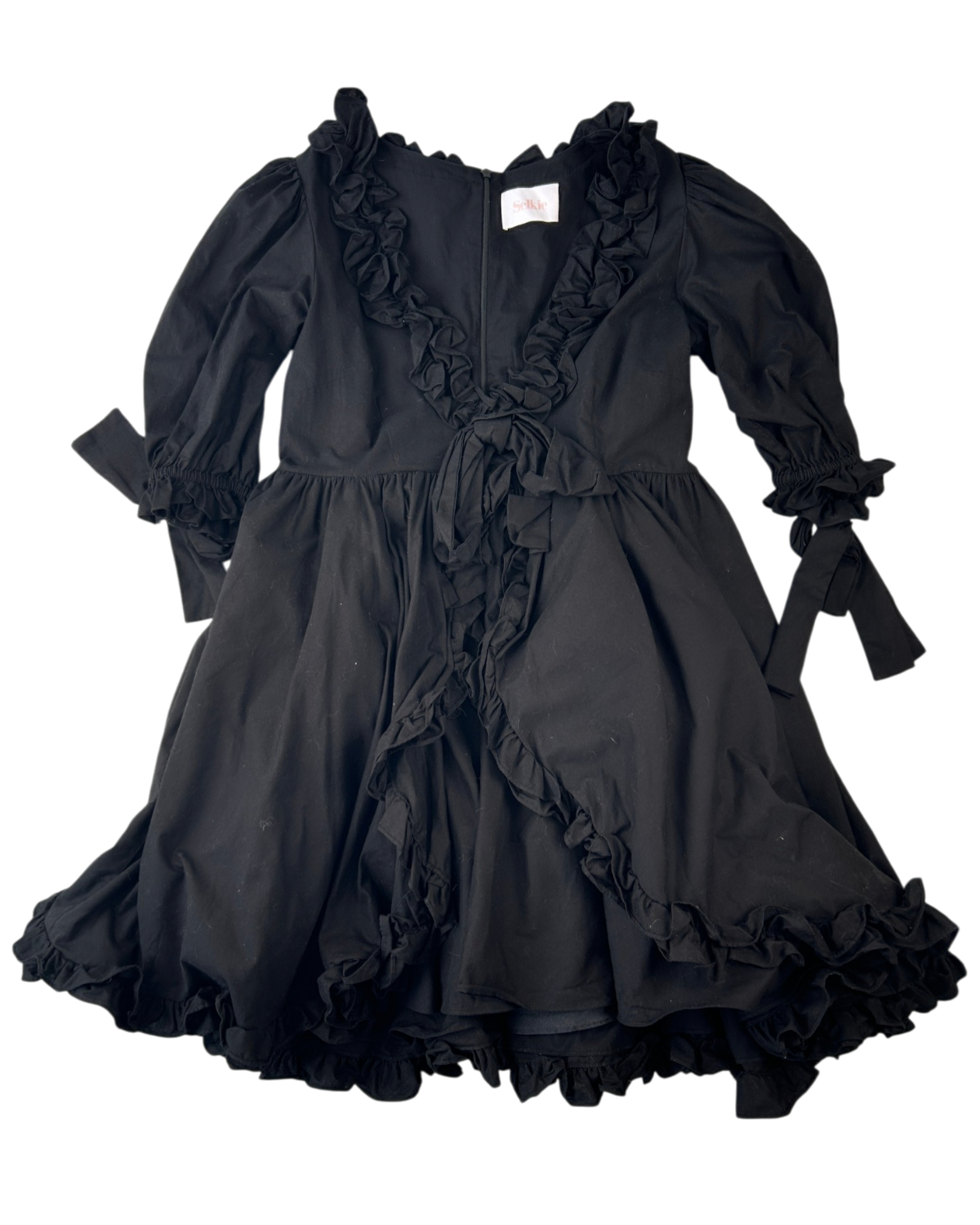 SELKIE 'Caviar Marie' Cotton Frilled Dress