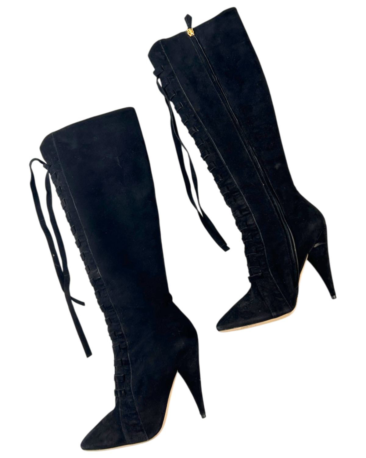 MIU MIU Suede Lace Up Riding Boots