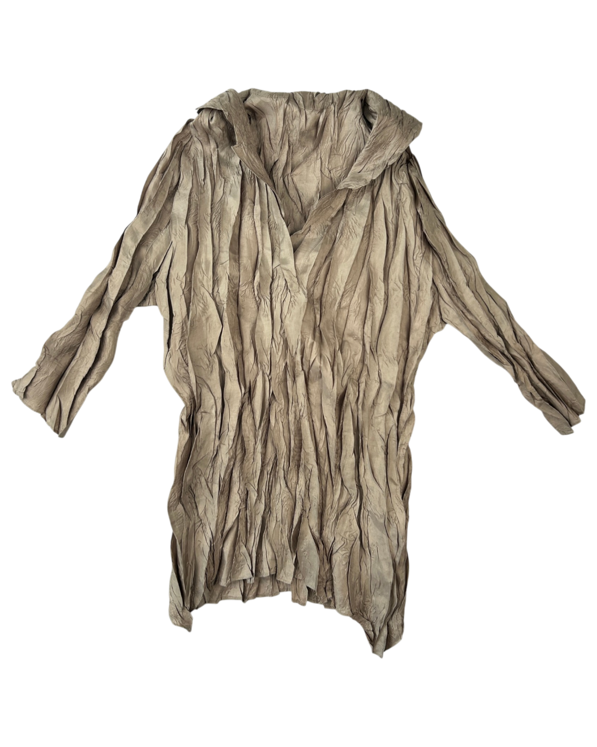 ISSEY MIYAKE PLEATS PLEASE Crinkle Pleat Collared 3/4 Sleeve Top