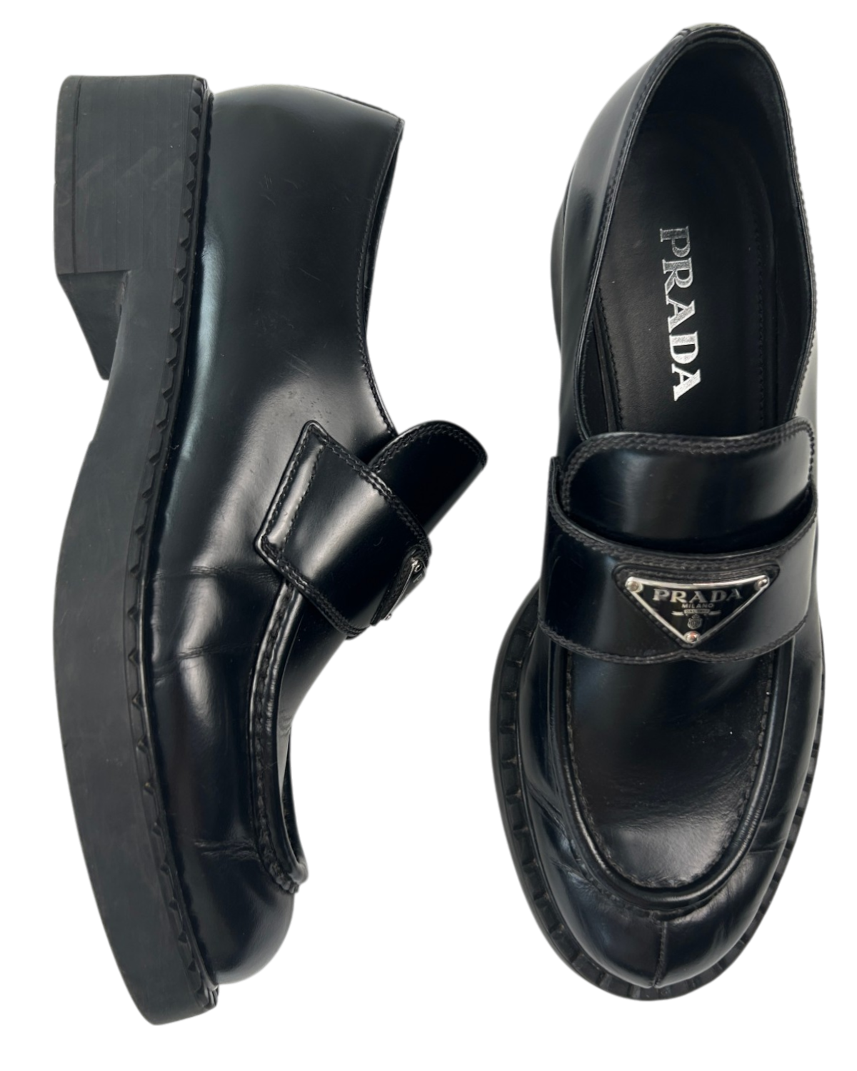 PRADA (AS IS) Brushed Leather Loafers