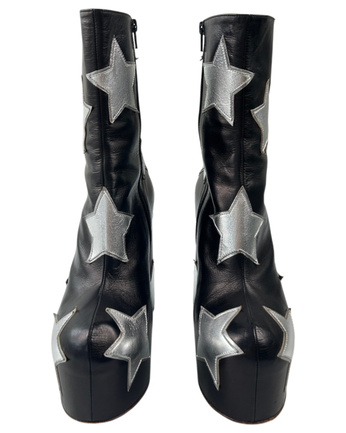 VETEMENTS Silver Star Patch Platform Ankle Boots