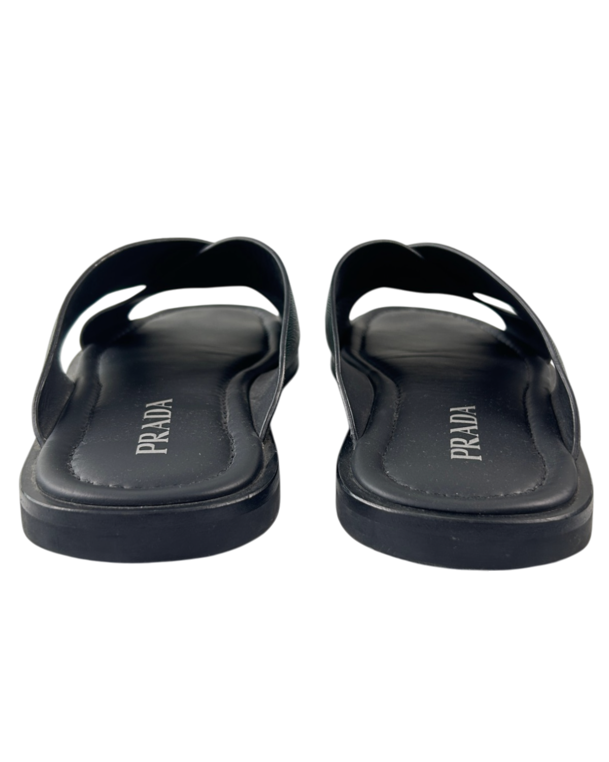 PRADA Green Saffiano Criss Cross Slides