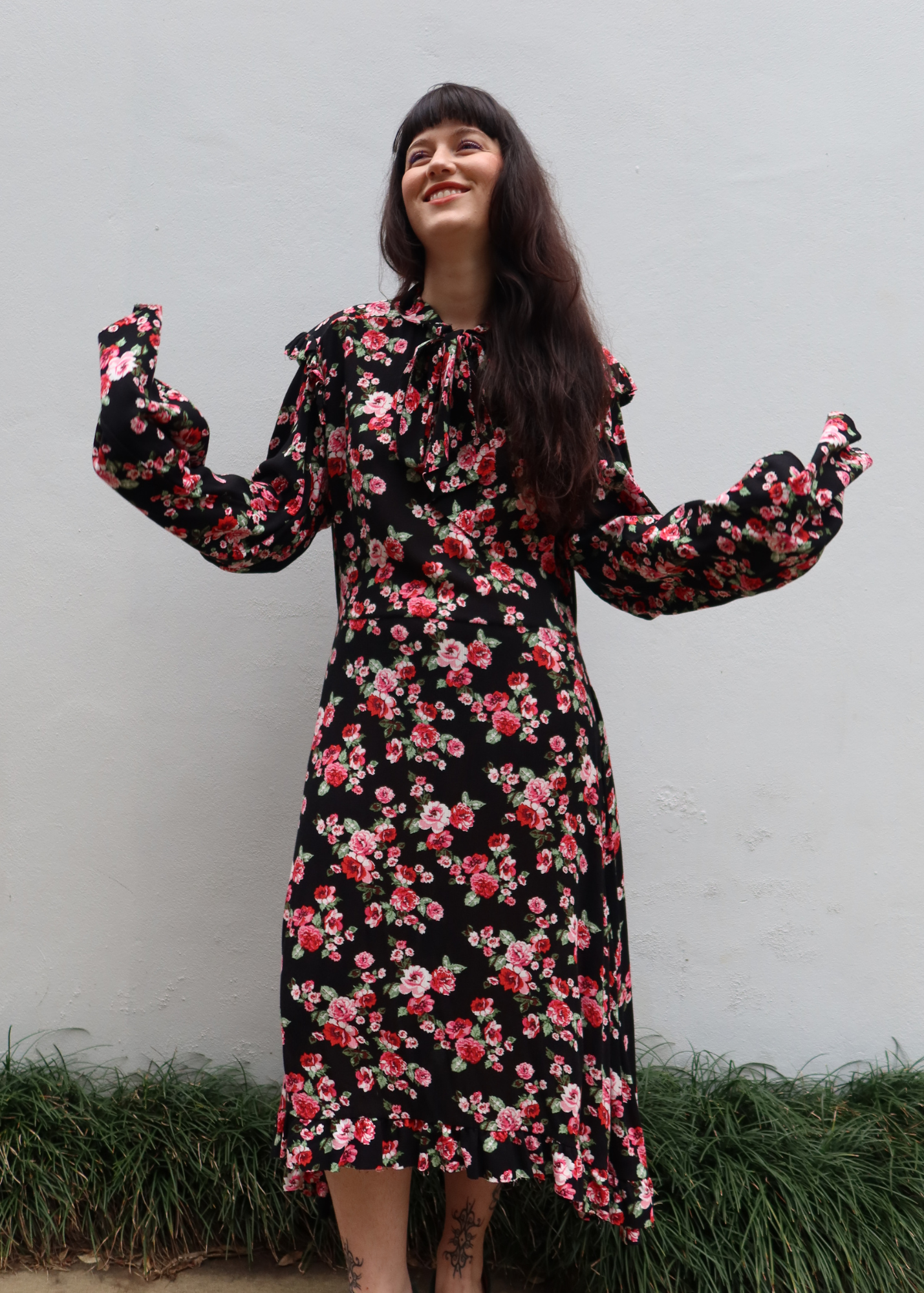 VETEMENTS S/S 2016 Floral Maxi Dress W/ Neck Tie