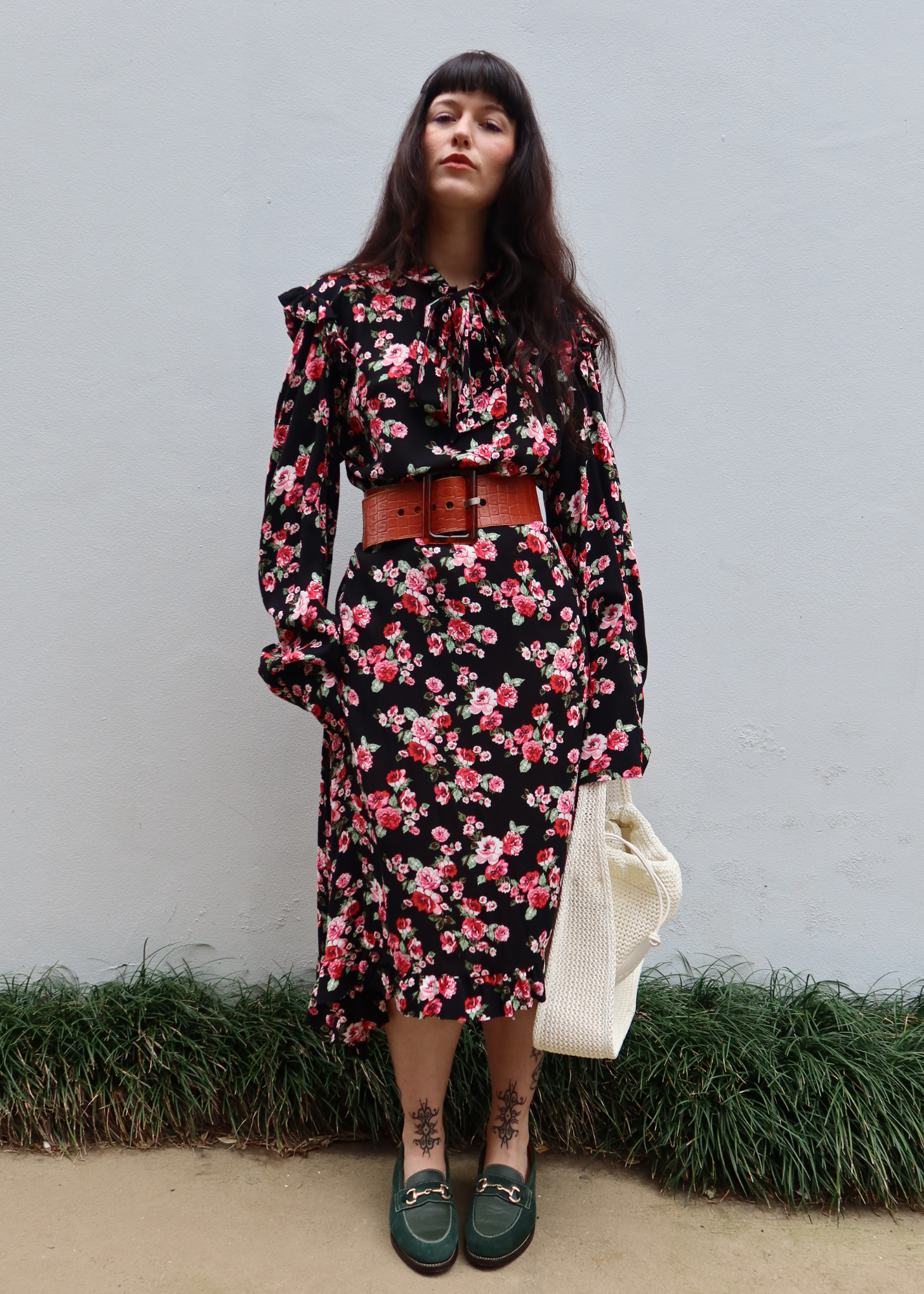 VETEMENTS S/S 2016 Floral Maxi Dress W/ Neck Tie