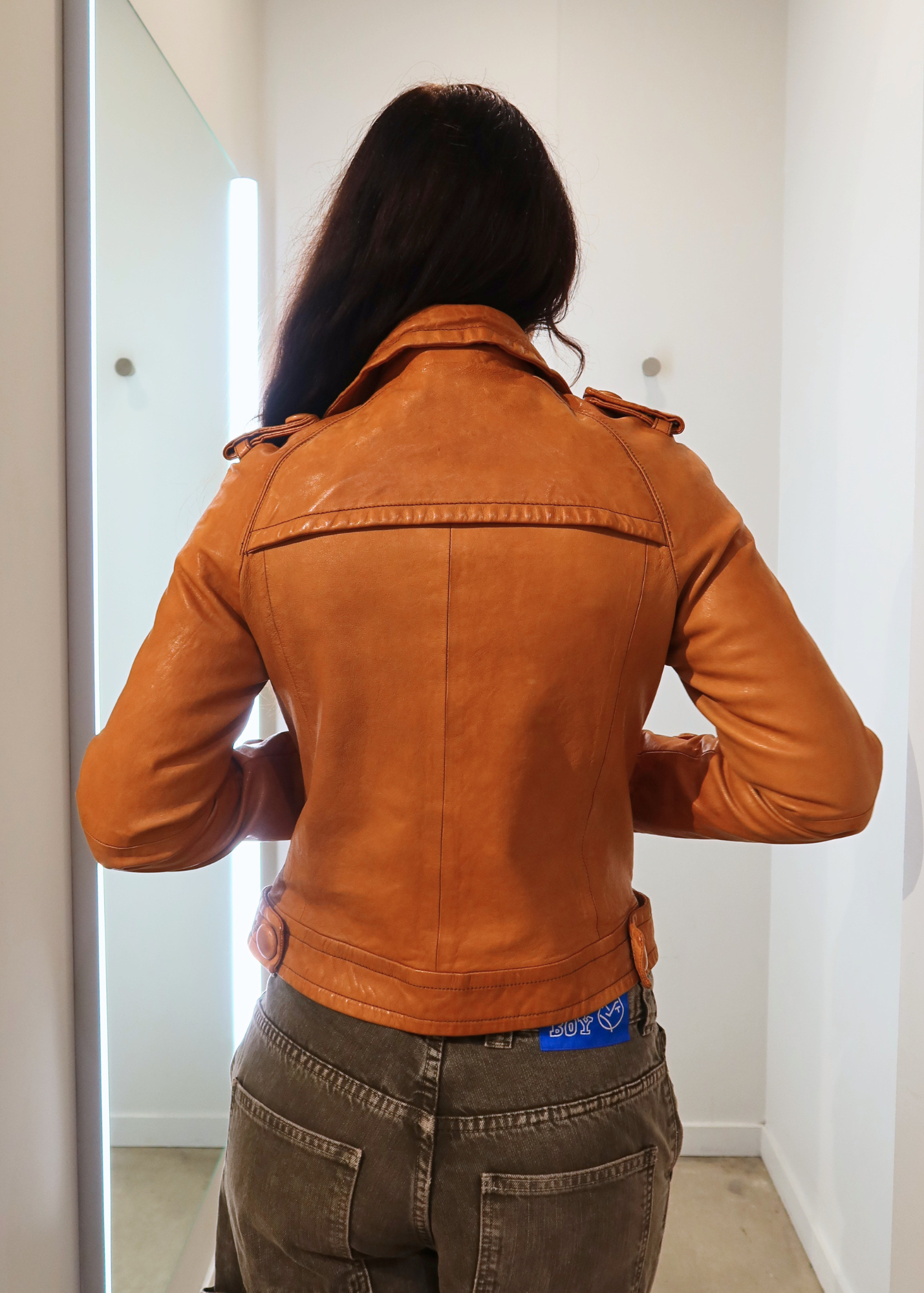 BANANA REPUBLIC Vintage Tan Leather Double Breasted Jacket